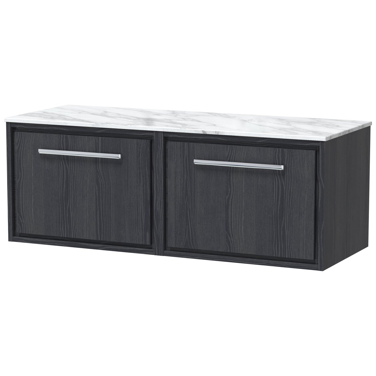 1200 WH Single Drawer Unit & Marble Worktop - Graphite Grey Woodgrain