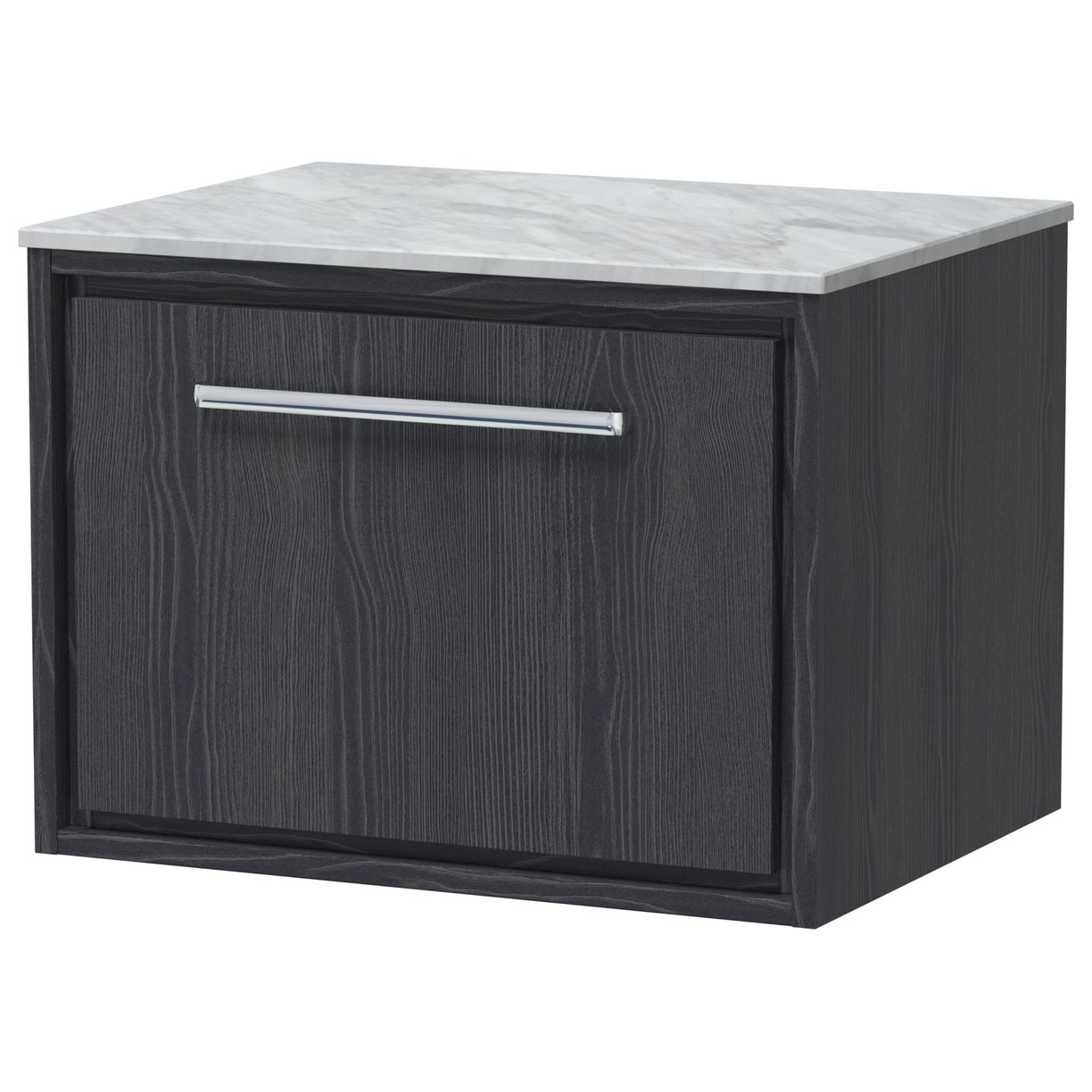 600 WH Single Drawer Unit & Marble Worktop - Graphite Grey Woodgrain