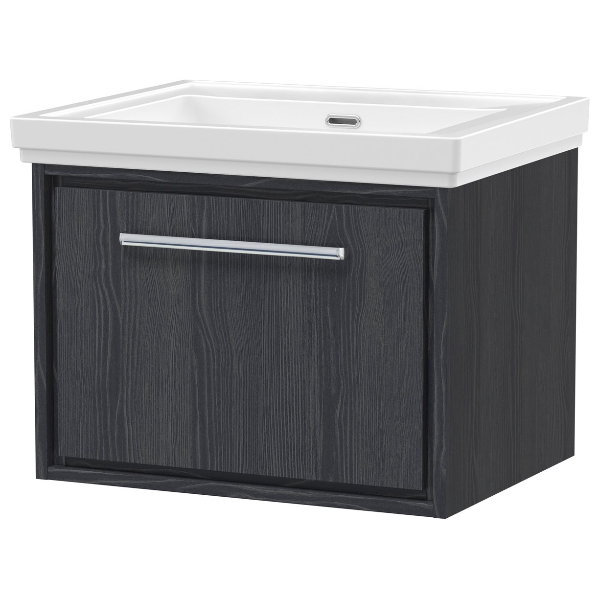 600 WH Single Drawer Unit & Basin 0TH - Graphite Grey Woodgrain