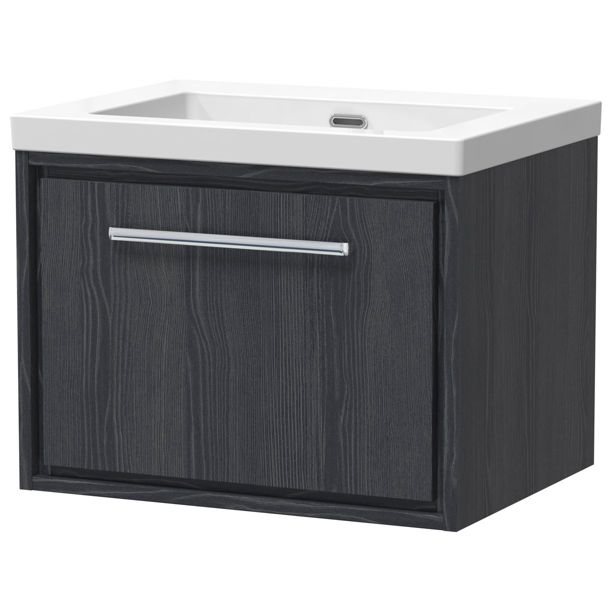 600 WH Single Drawer Unit & Basin 0TH - Graphite Grey Woodgrain