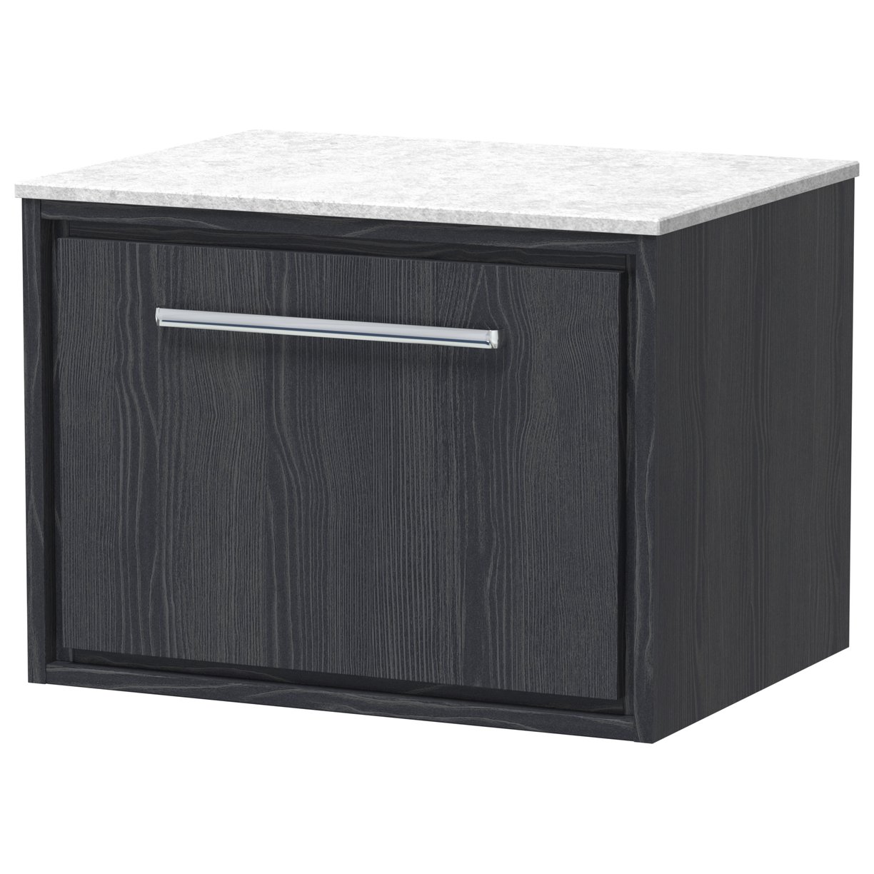 600 WH Single Drawer Unit & Marble Worktop - Graphite Grey Woodgrain