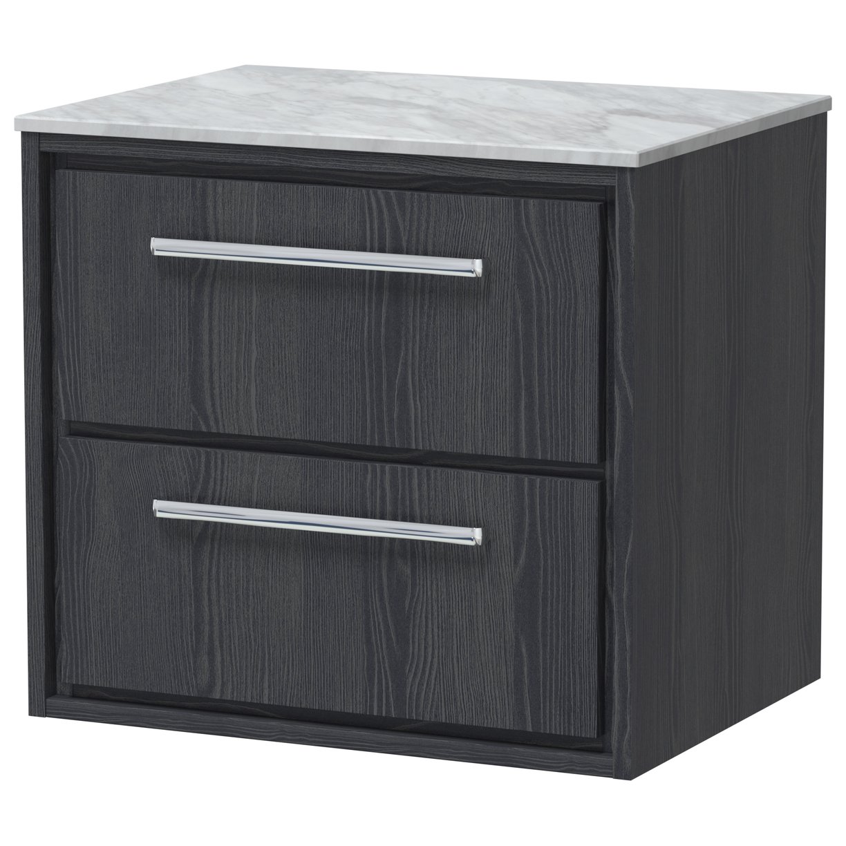 600 WH 2-Drawer Unit & Marble Worktop - Graphite Grey Woodgrain