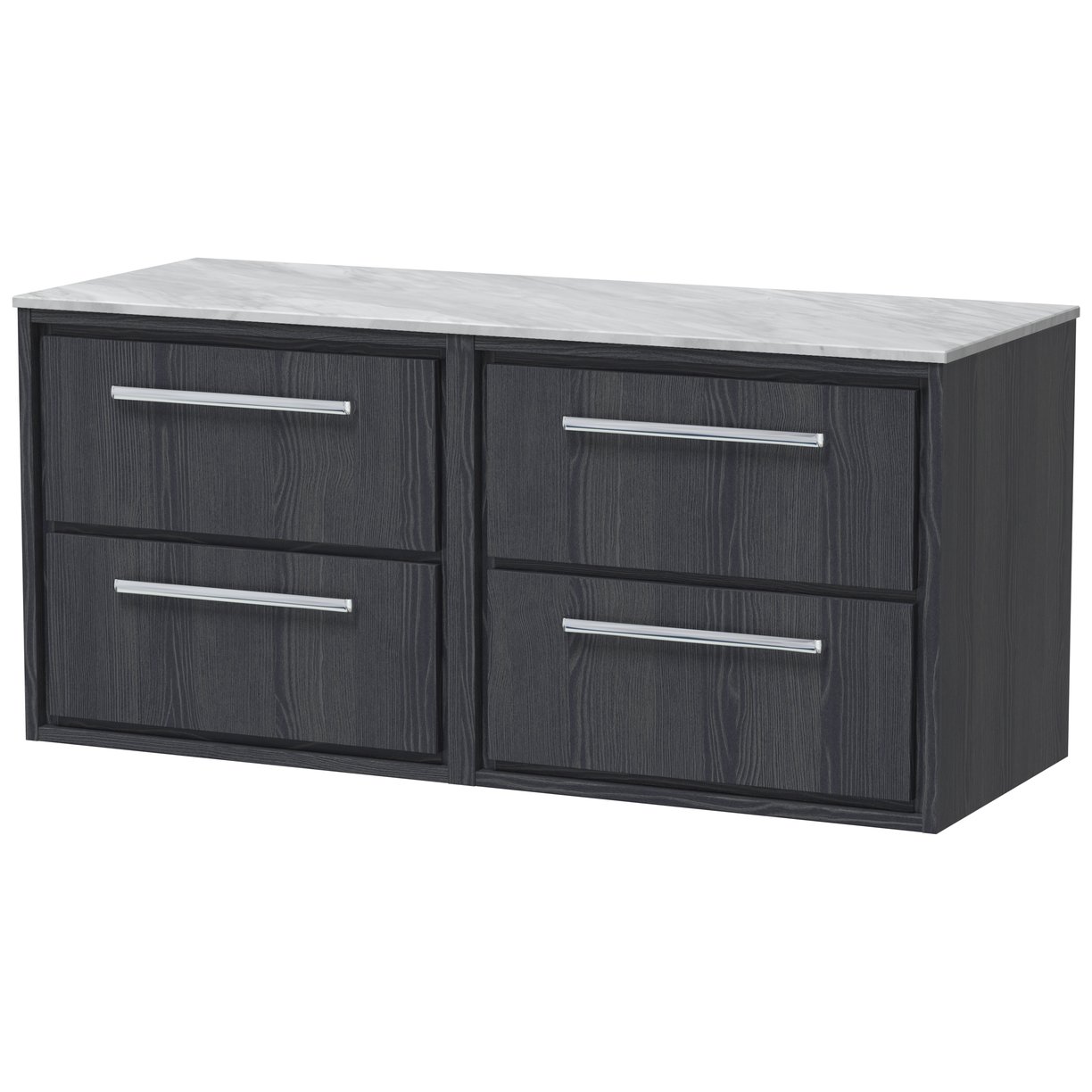 1200 WH 4-Drawer Unit & Marble Worktop - Graphite Grey Woodgrain