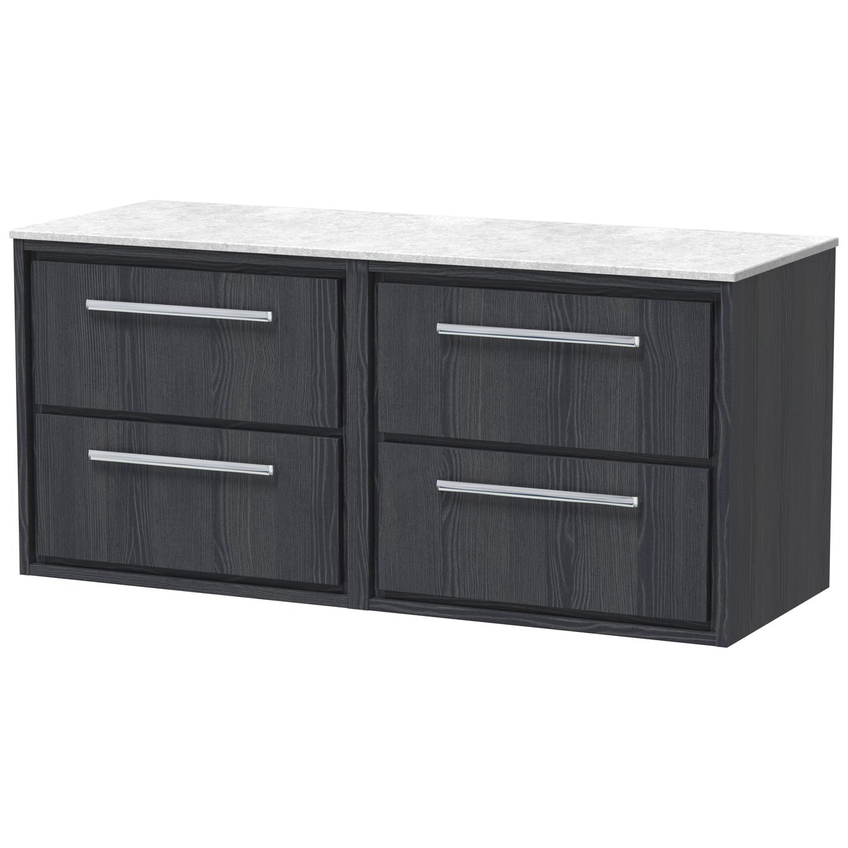 1200 WH 4-Drawer Unit & Marble Worktop - Graphite Grey Woodgrain