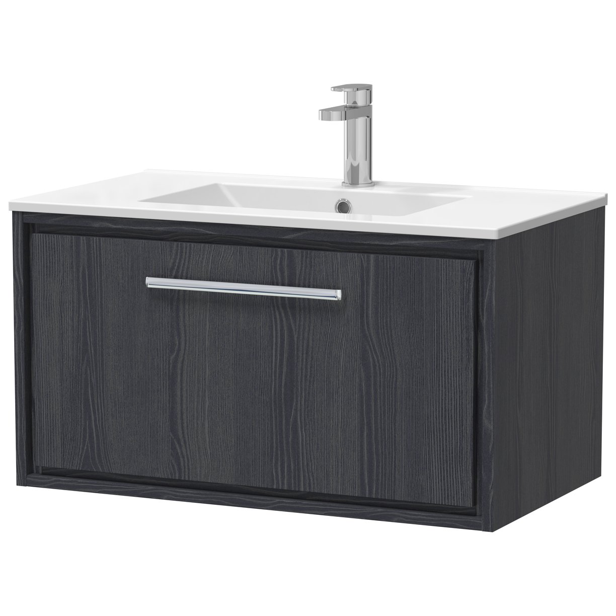 800 WH Single Drawer Unit & Basin 1TH - Graphite Grey Woodgrain