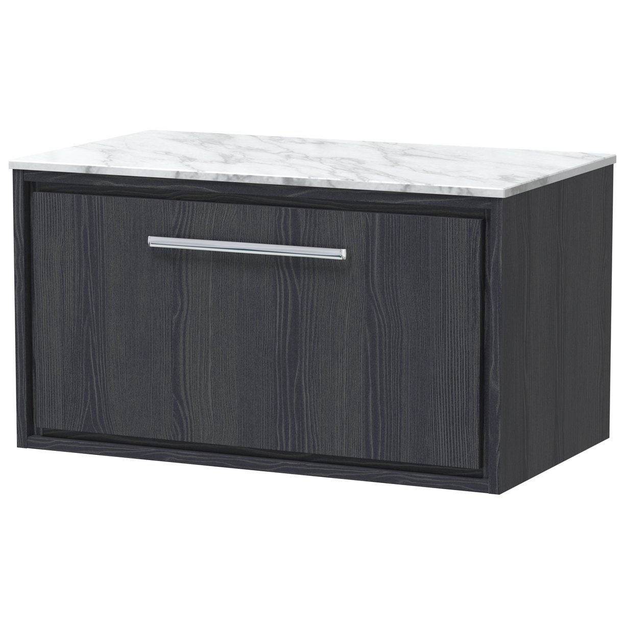 800 WH Single Drawer Unit & Marble Worktop - Graphite Grey Woodgrain