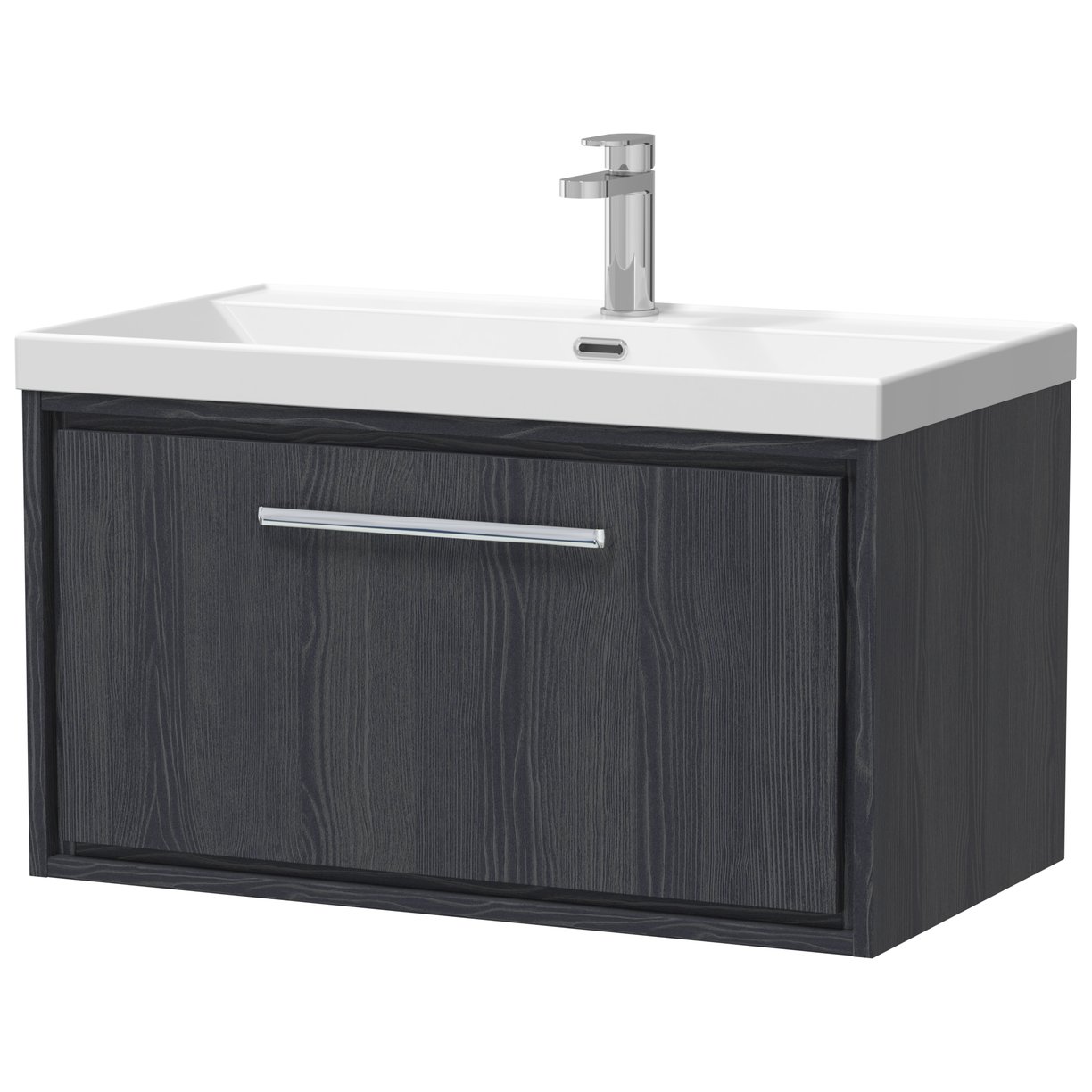 800 WH Single Drawer Unit & Basin 1TH - Graphite Grey Woodgrain