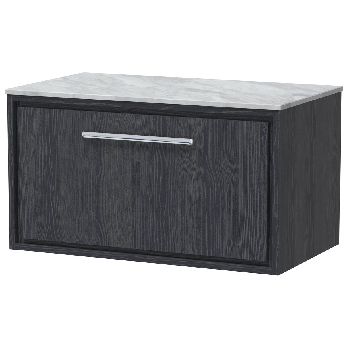 800 WH Single Drawer Unit & Marble Worktop - Graphite Grey Woodgrain