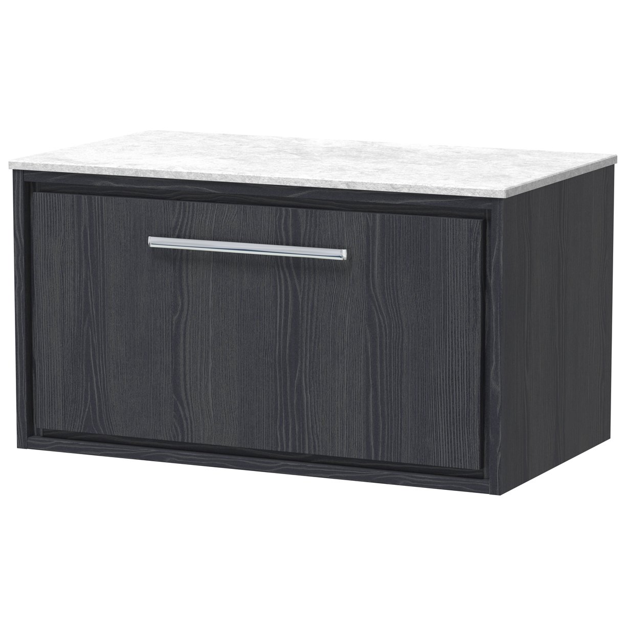 800 WH Single Drawer Unit & Marble Worktop - Graphite Grey Woodgrain