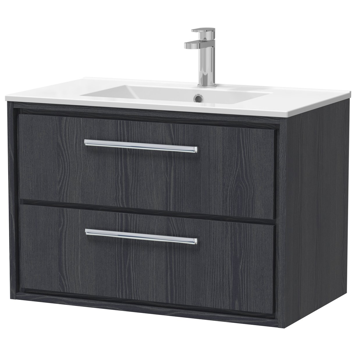800 WH 2-Drawer Unit & Basin 1TH - Graphite Grey Woodgrain