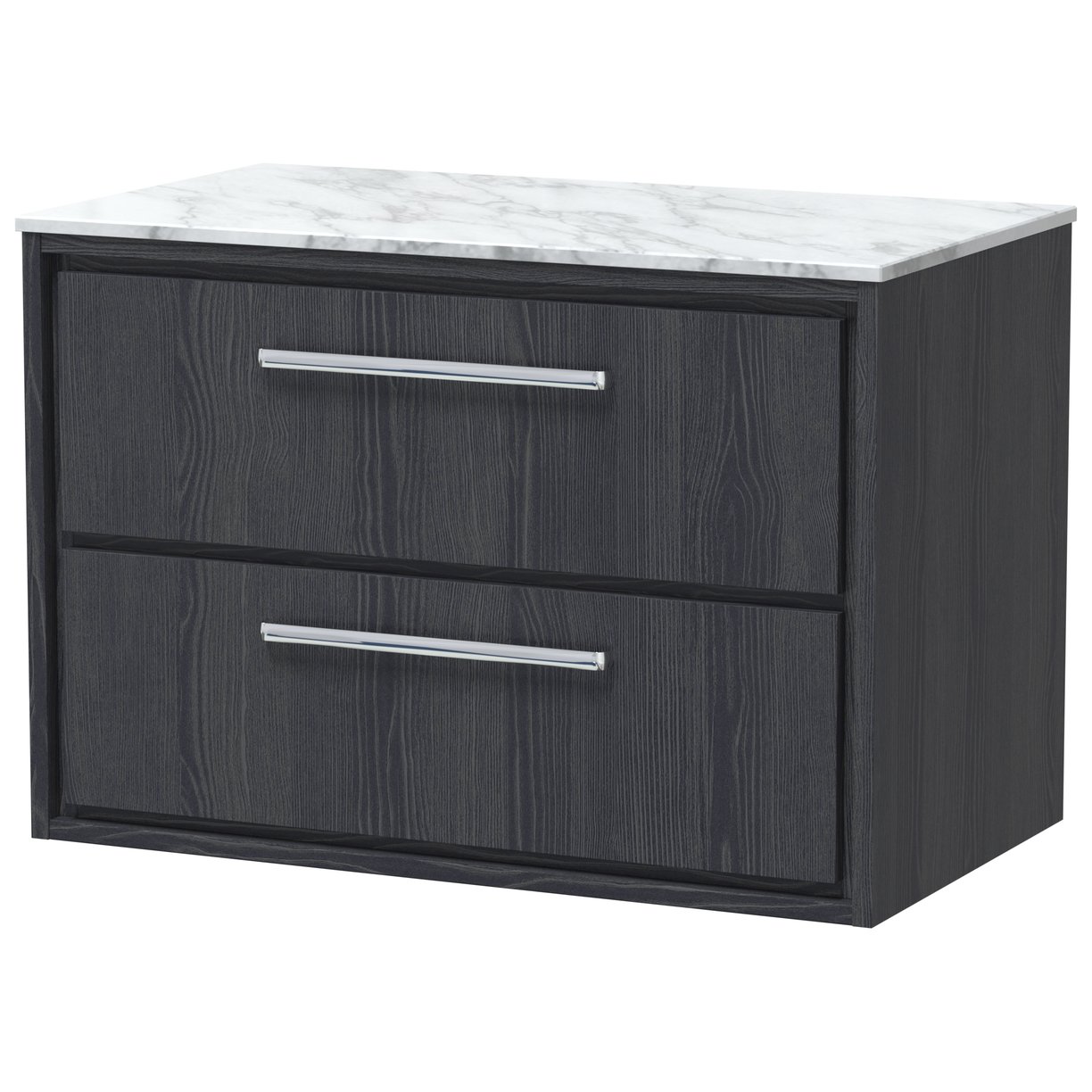 800 WH 2-Drawer Unit & Marble Worktop - Graphite Grey Woodgrain