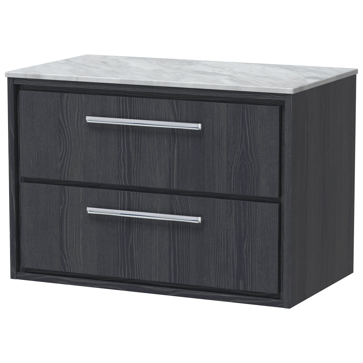 800 WH 2-Drawer Unit & Marble Worktop - Graphite Grey Woodgrain
