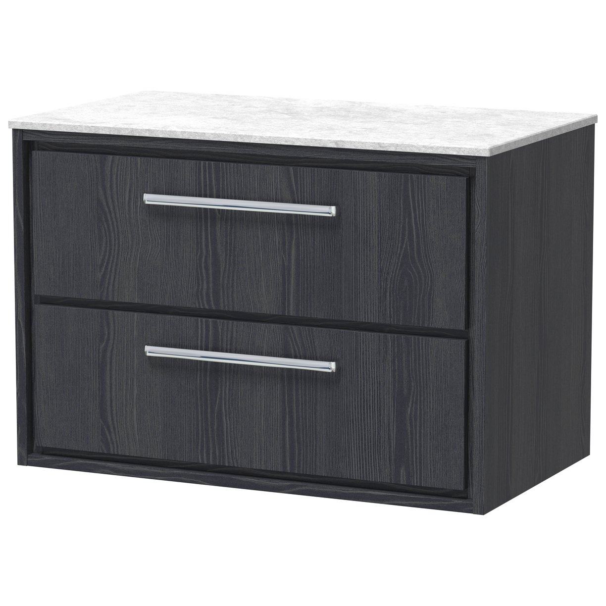 800 WH 2-Drawer Unit & Marble Worktop - Graphite Grey Woodgrain