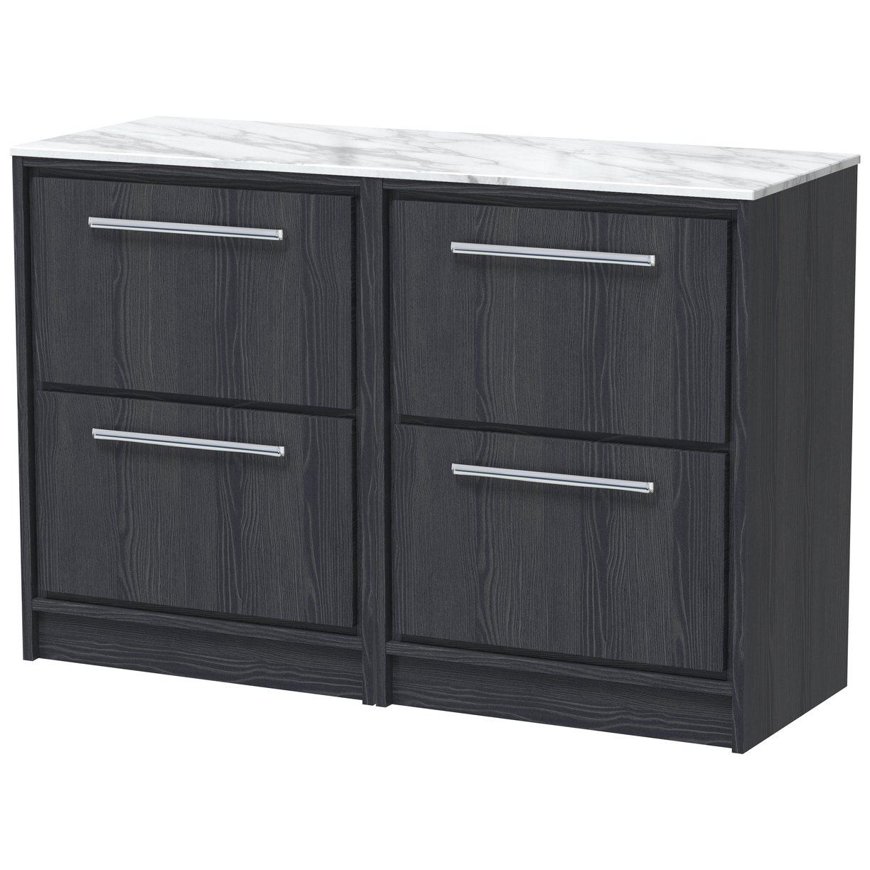 1200 FS 4-Drawer Unit & Marble Worktop - Graphite Grey Woodgrain