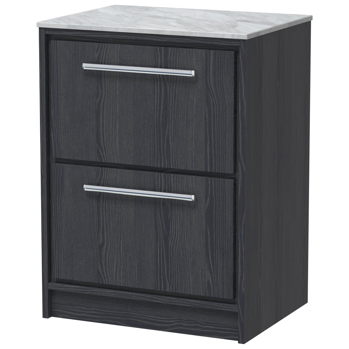 600 FS 2-Drawer Unit & Marble Worktop - Graphite Grey Woodgrain