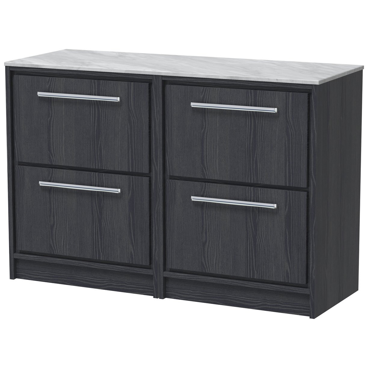 1200 FS 4-Drawer Unit & Marble Worktop - Graphite Grey Woodgrain