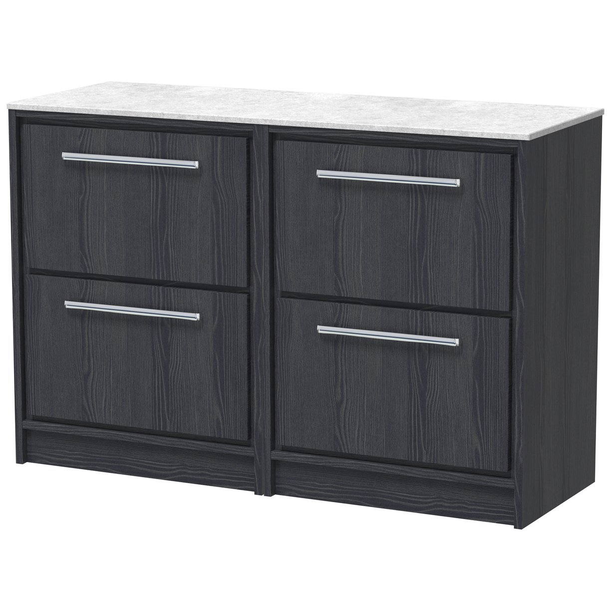1200 FS 4-Drawer Unit & Marble Worktop - Graphite Grey Woodgrain