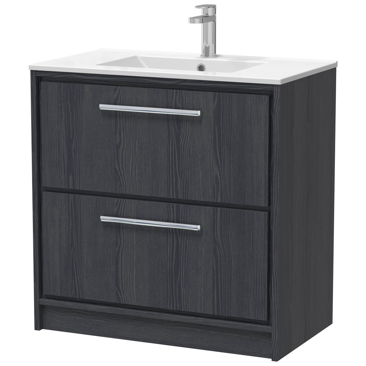 800 FS 2-Drawer Unit & Basin 1TH - Graphite Grey Woodgrain