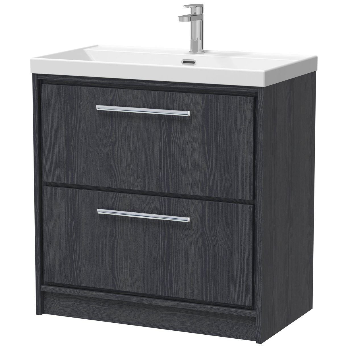800 FS 2-Drawer Unit & Basin 1TH - Graphite Grey Woodgrain