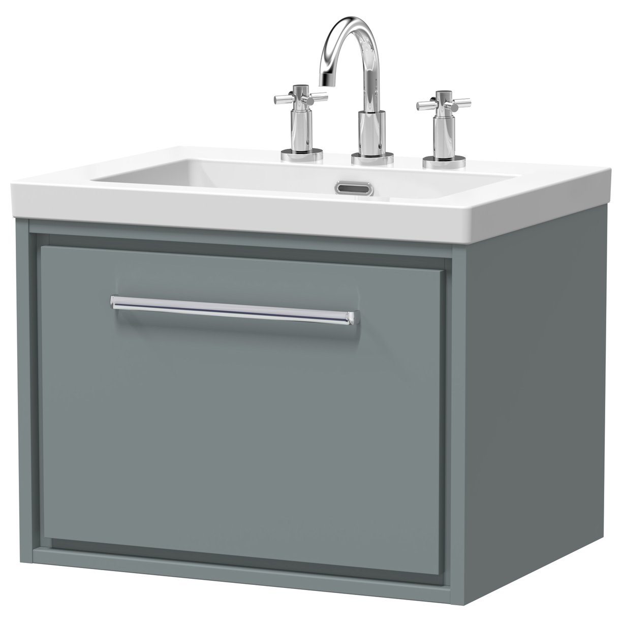 600 WH 1-Drawer Unit Contemp Basin 3TH - Coastal Grey