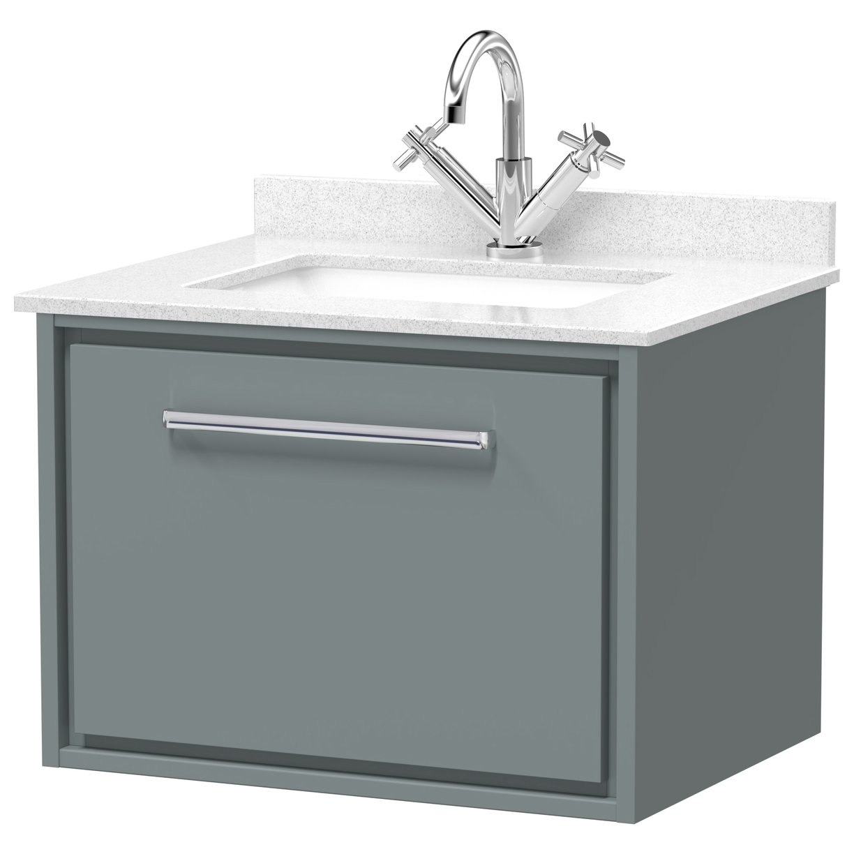 600 WH 1-Drawer Unit & Marble Basin 1TH - Coastal Grey