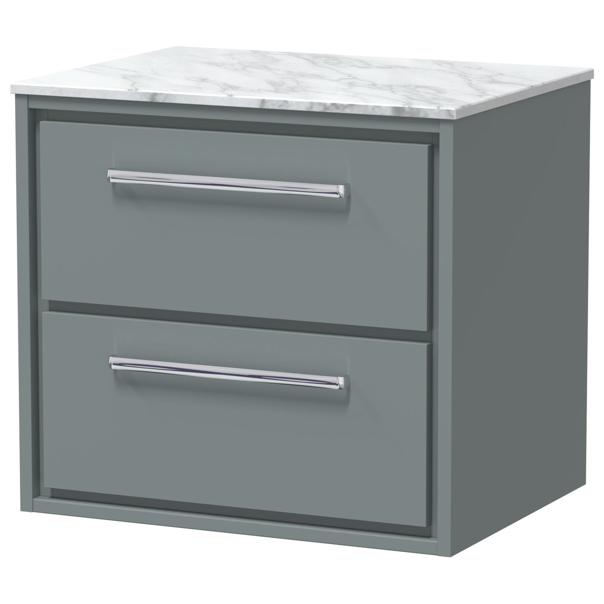600 WH 2-Drawer Unit & Marble Top - Coastal Grey