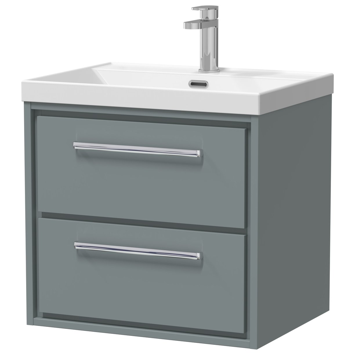 600 WH 2-Drawer Unit Thin Edge Basin 1TH - Coastal Grey