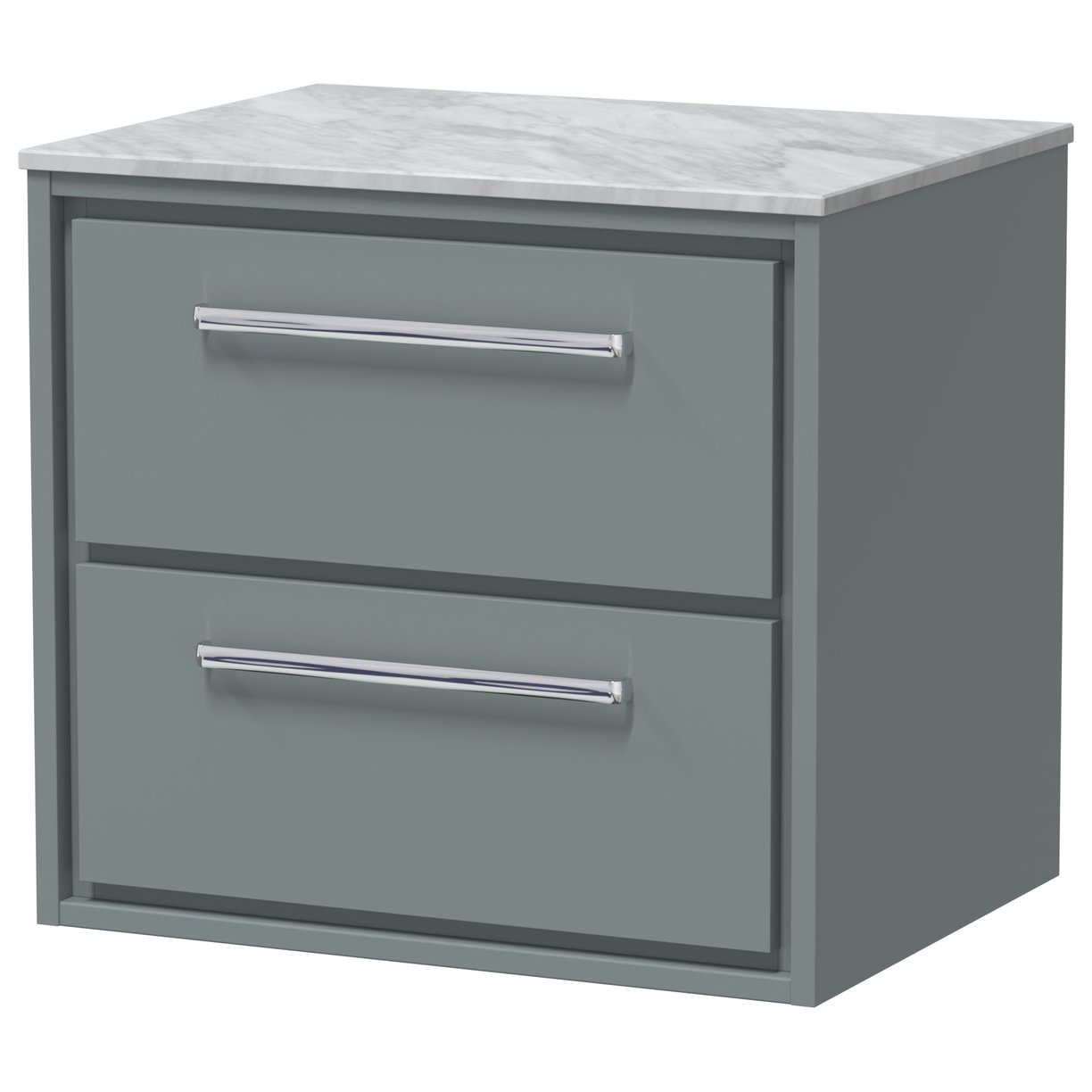 600 WH 2-Drawer Unit & Marble Top - Coastal Grey