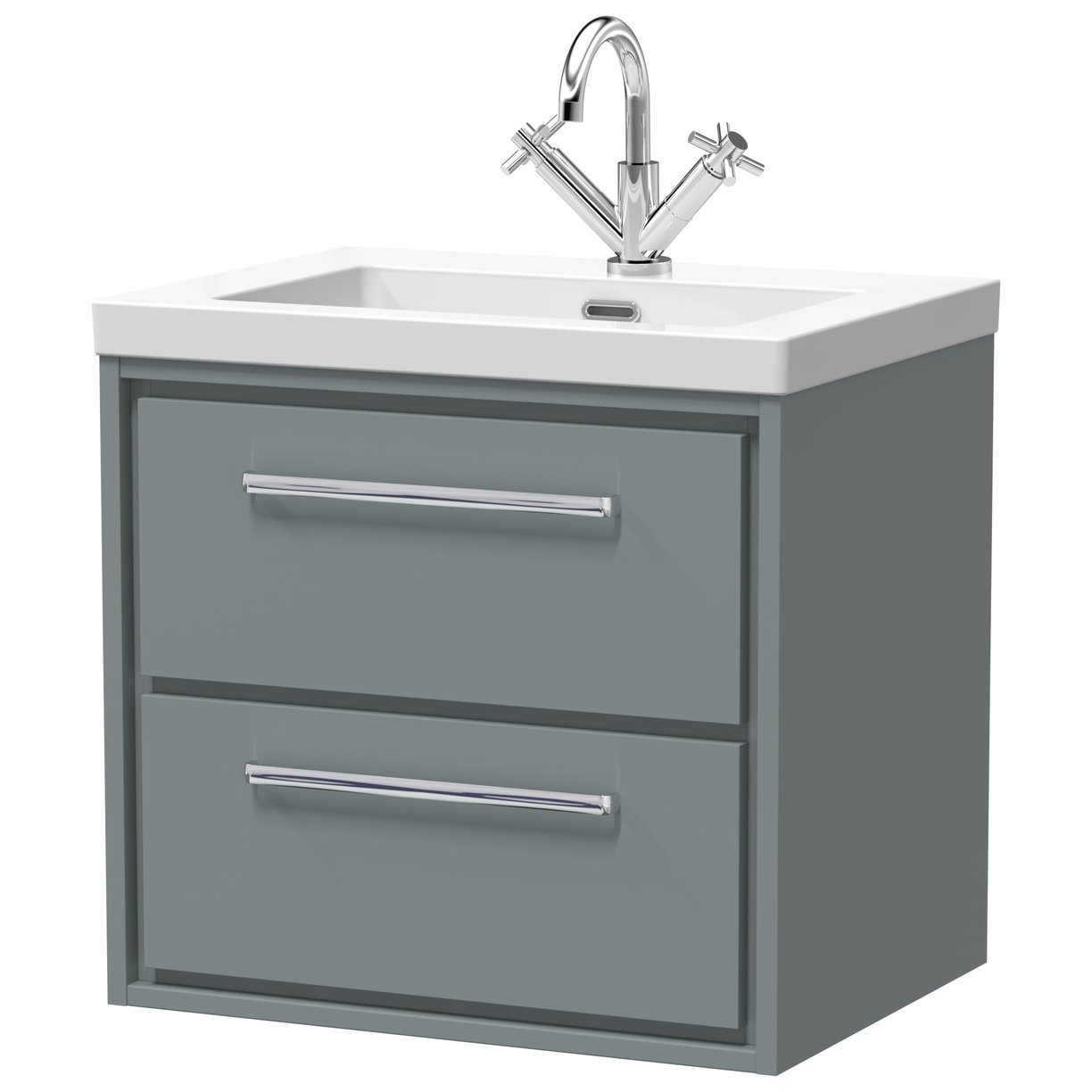 600 WH 2-Drawer Unit Contemp Basin 1TH - Coastal Grey