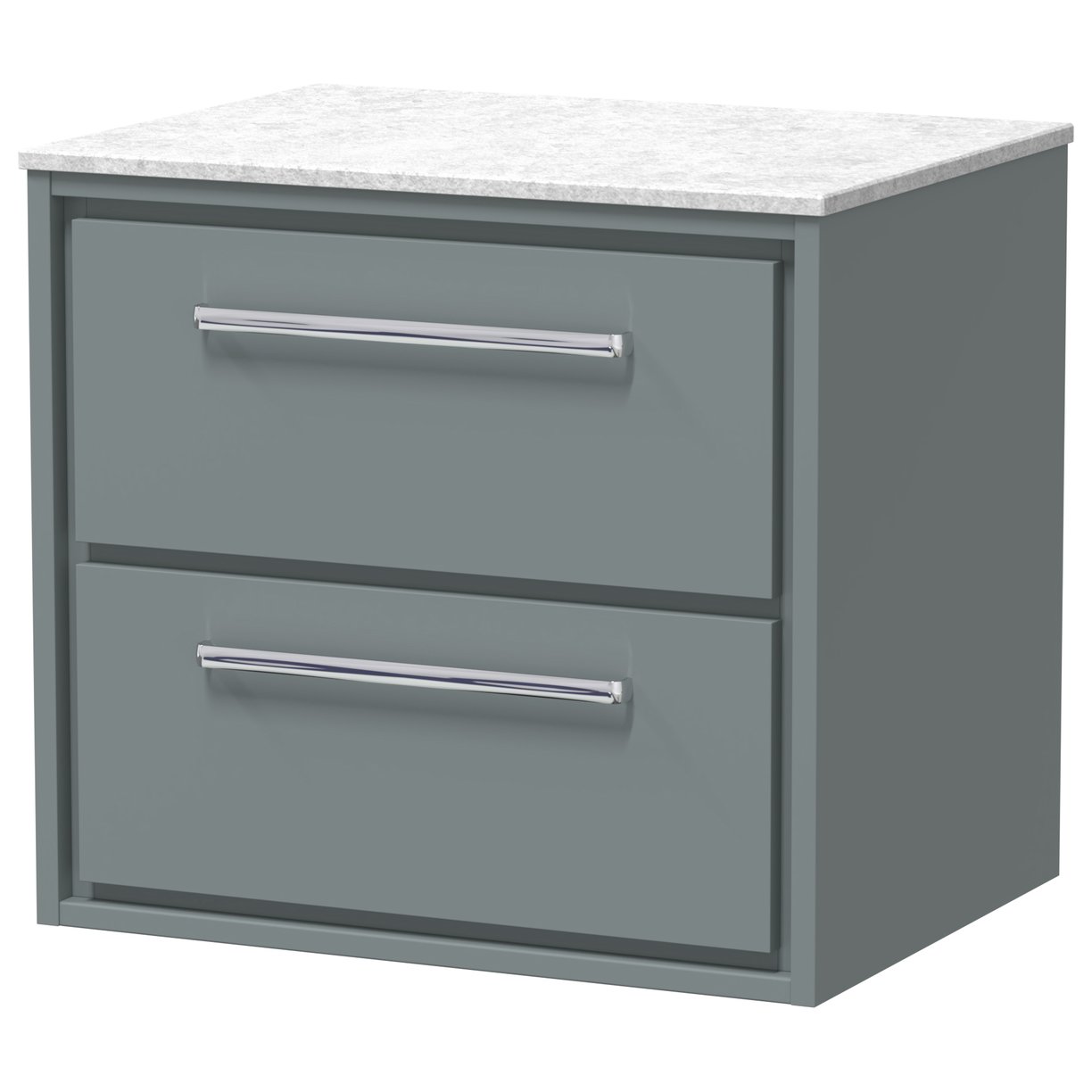 600 WH 2-Drawer Unit & Marble Top - Coastal Grey