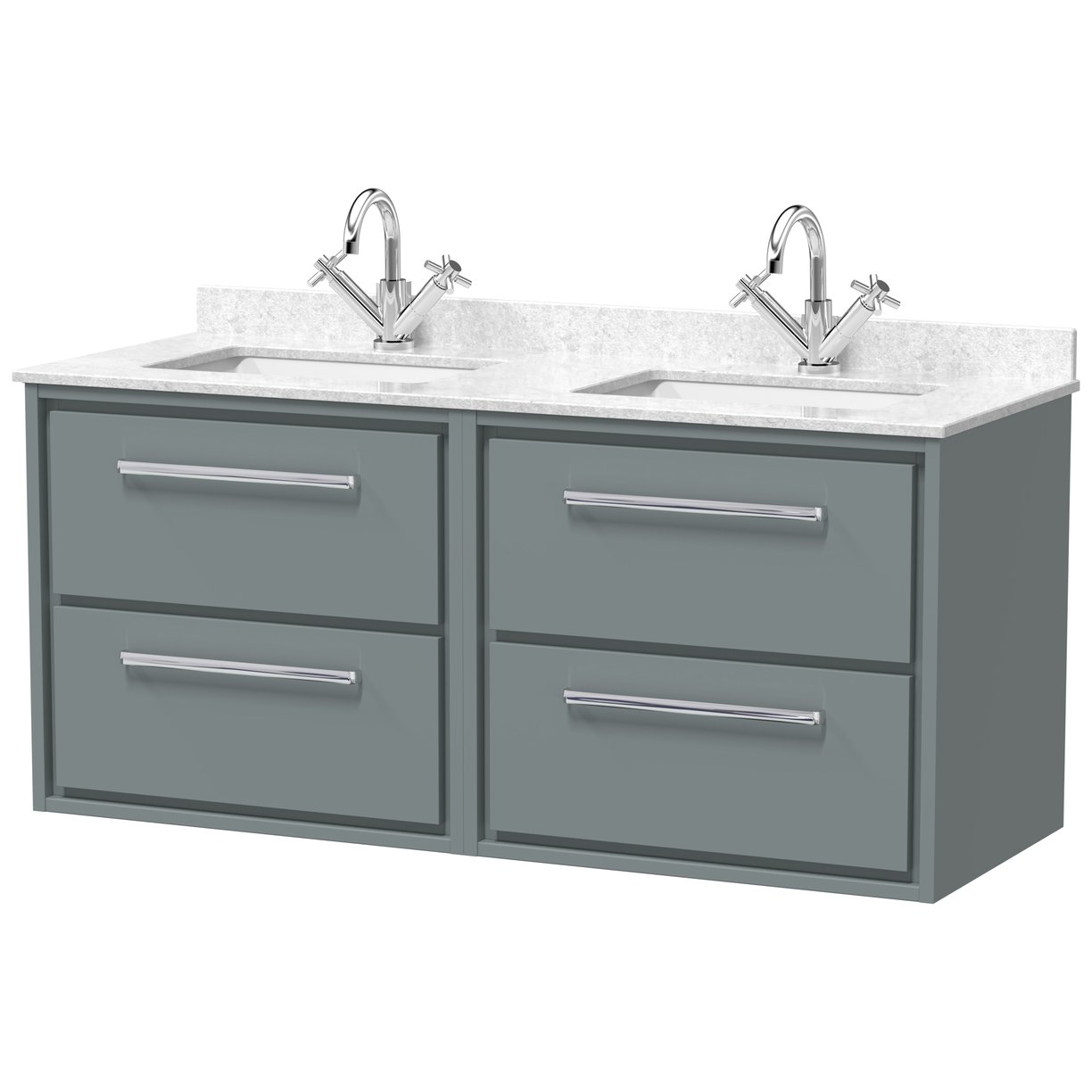 1200 WH 4-Drwr Unit Twn Marble Basin 1TH - Coastal Grey