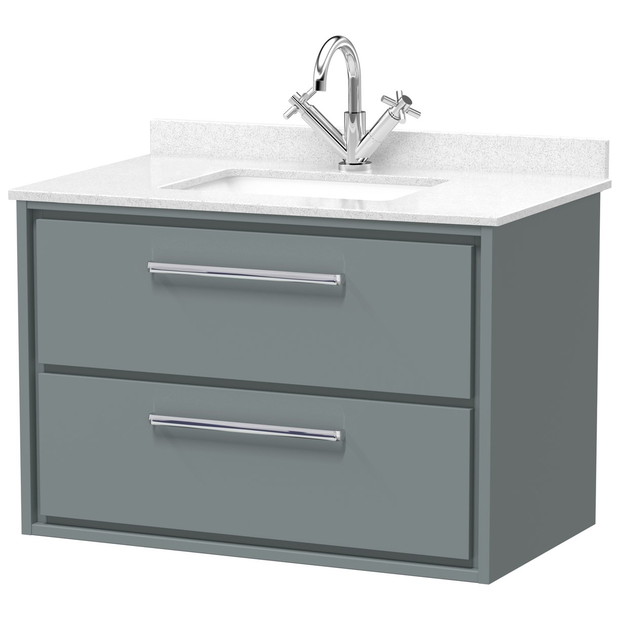 800 WH 2-Drawer Unit & Marble Basin 1TH - Coastal Grey