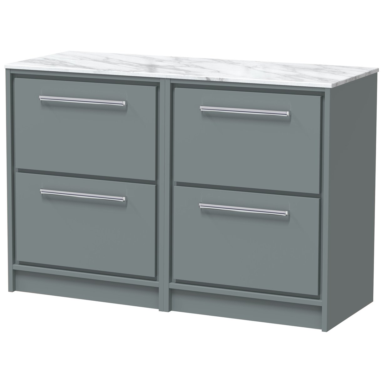1200 FS 4-Drawer Unit & Marble Top - Coastal Grey