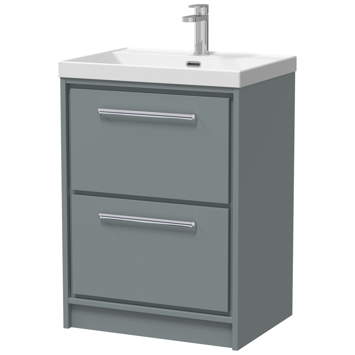 600 FS 2-Drawer Unit Thin Edge Basin 1TH - Coastal Grey