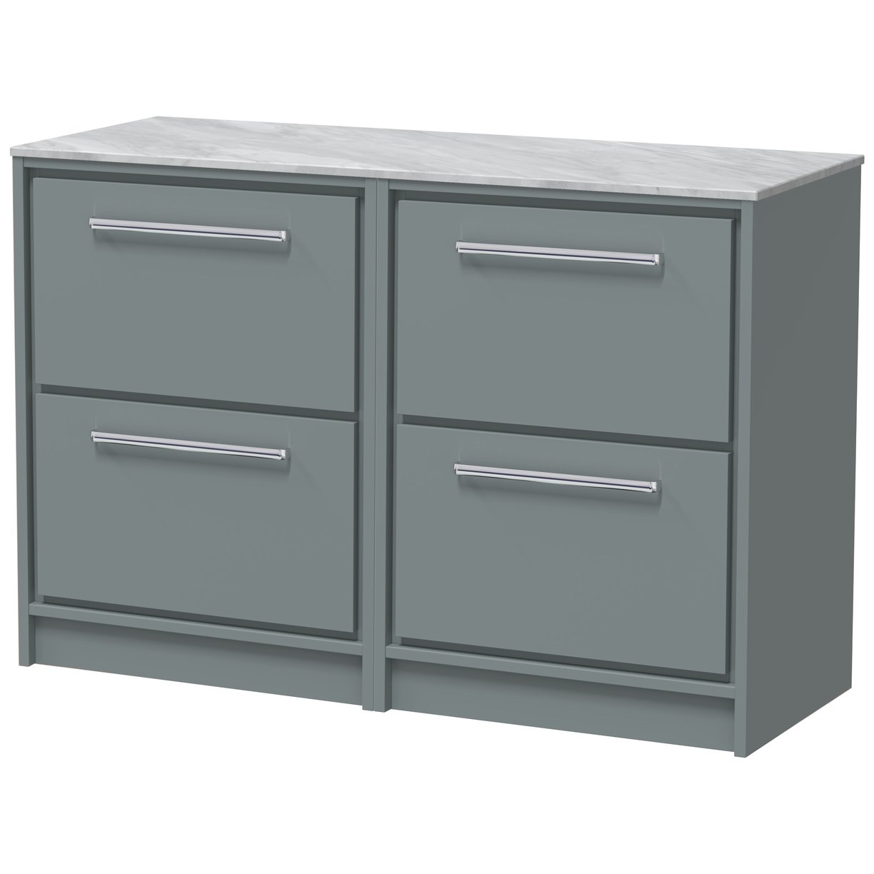 1200 FS 4-Drawer Unit & Marble Top - Coastal Grey