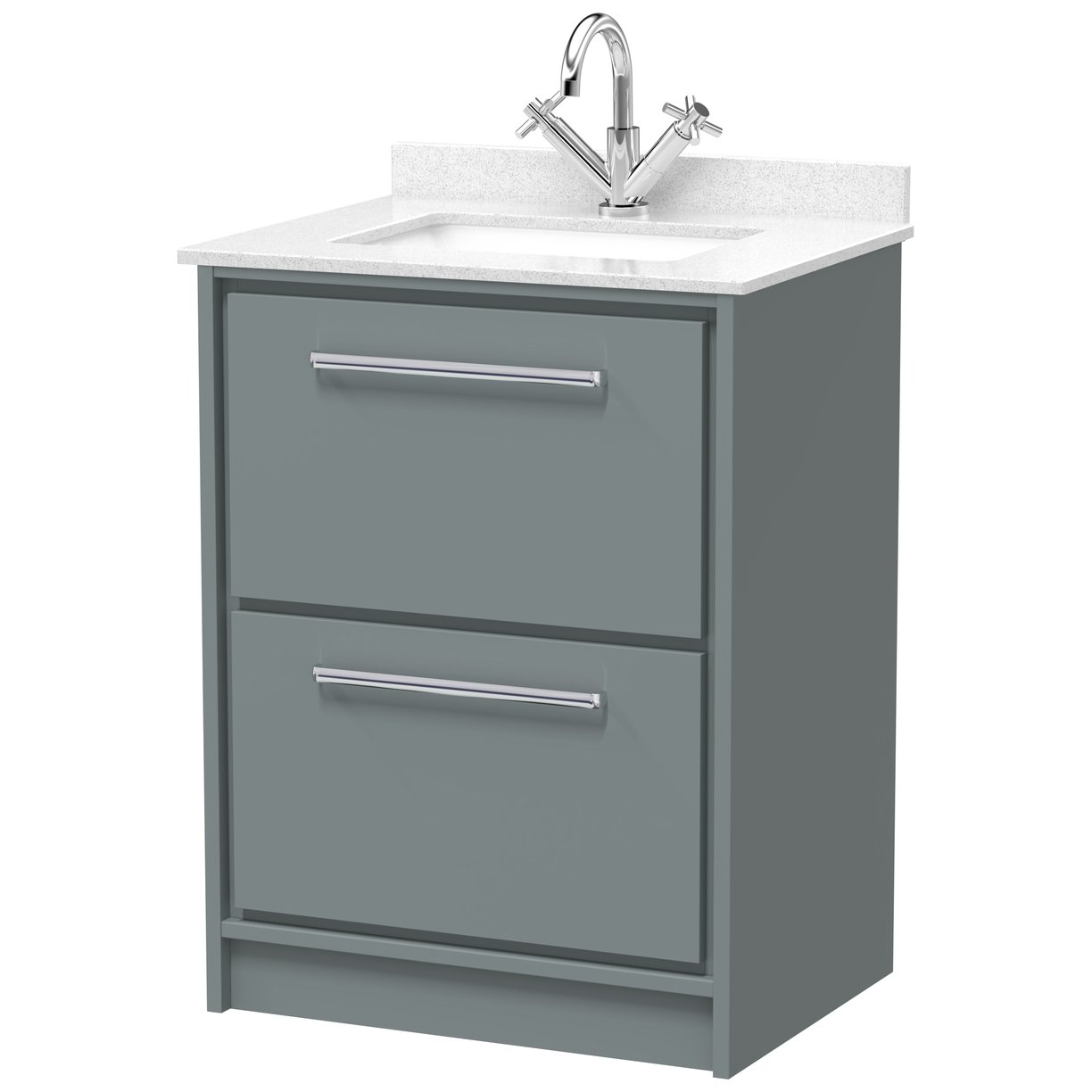 600 FS 2-Drawer Unit & Marble Basin 1TH - Coastal Grey