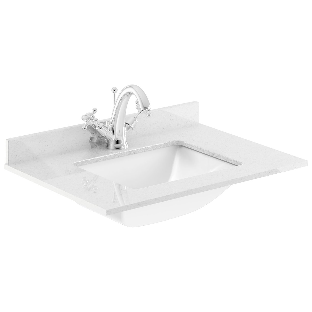 600 FS 2-Drawer Unit & Marble Basin 1TH - Coastal Grey