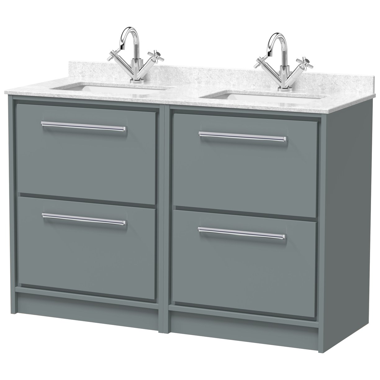1200 FS 4-Drawer Unit Twn Marble Basin 1TH - Coastal Grey