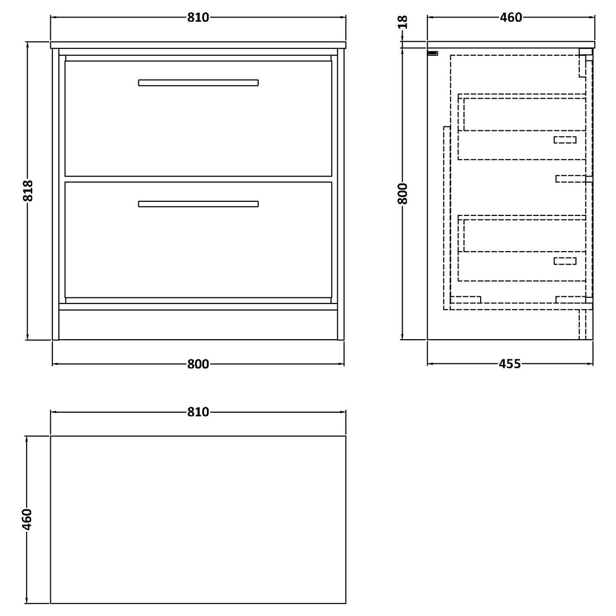 800 FS 2-Drawer Unit & Marble Top - Coastal Grey