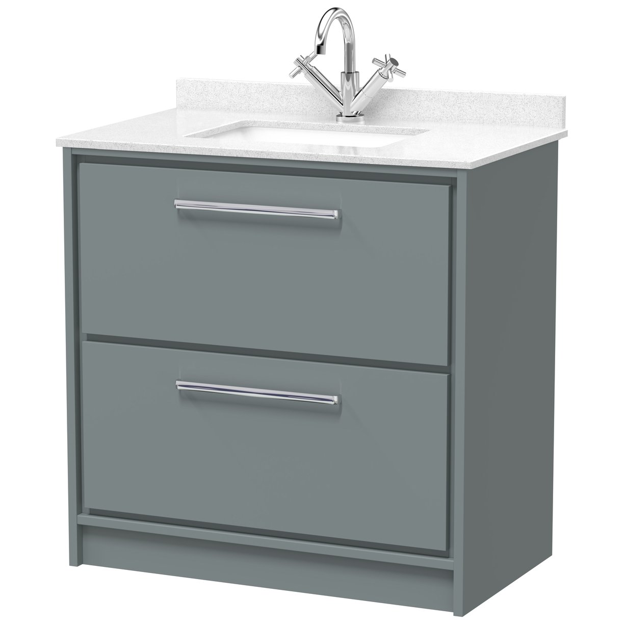 800 FS 2-Drawer Unit & Marble Basin 1TH - Coastal Grey