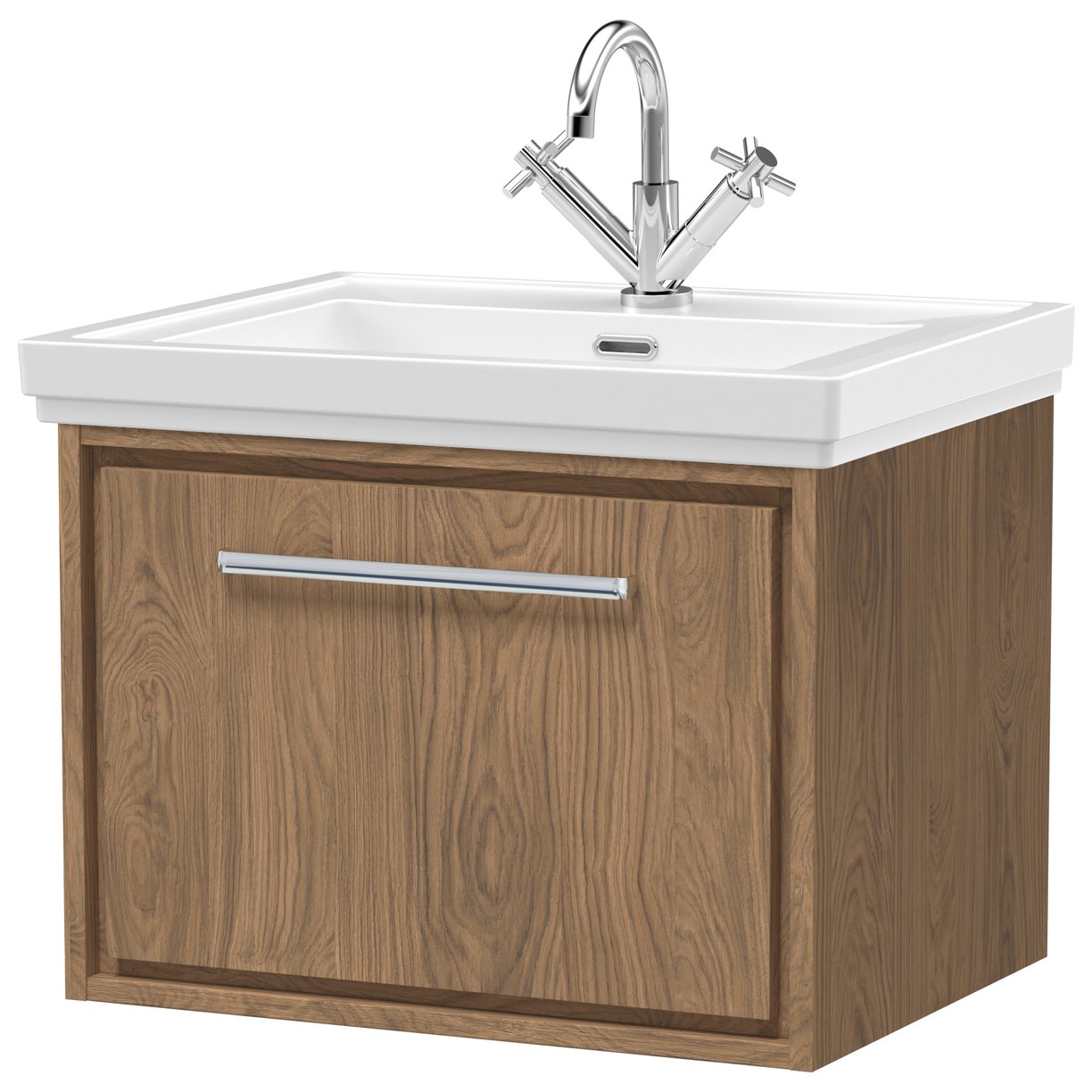 600 WH Single Drawer Unit & Basin 1TH - Antique Oak