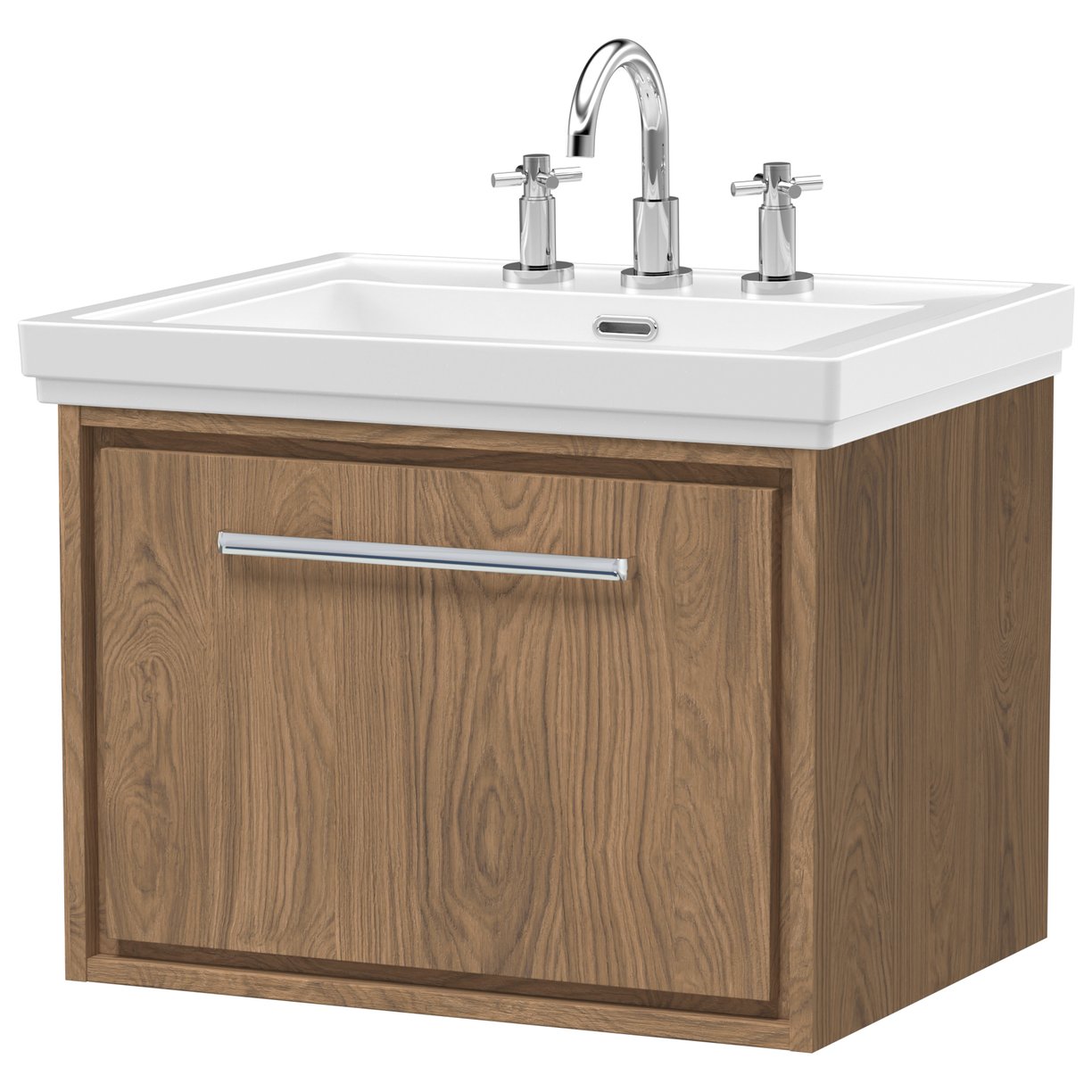 600 WH Single Drawer Unit & Basin 3TH - Antique Oak