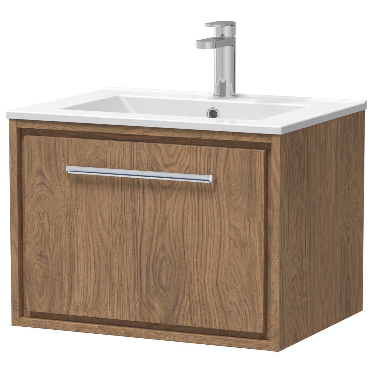 600 WH Single Drawer Unit & Basin 1TH - Antique Oak