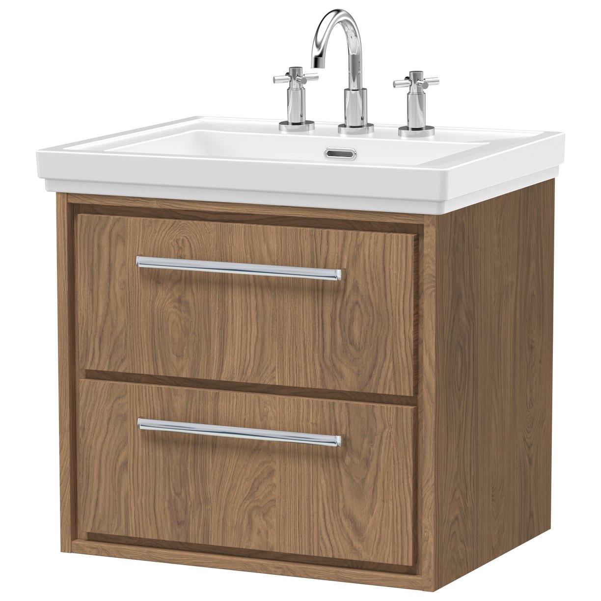 600 WH 2-Drawer Unit & Basin 3TH - Antique Oak