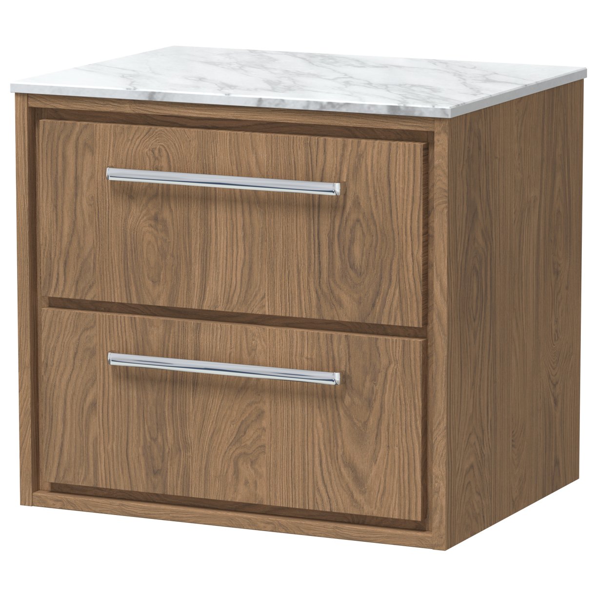 600 WH 2-Drawer Unit & Marble Worktop - Antique Oak