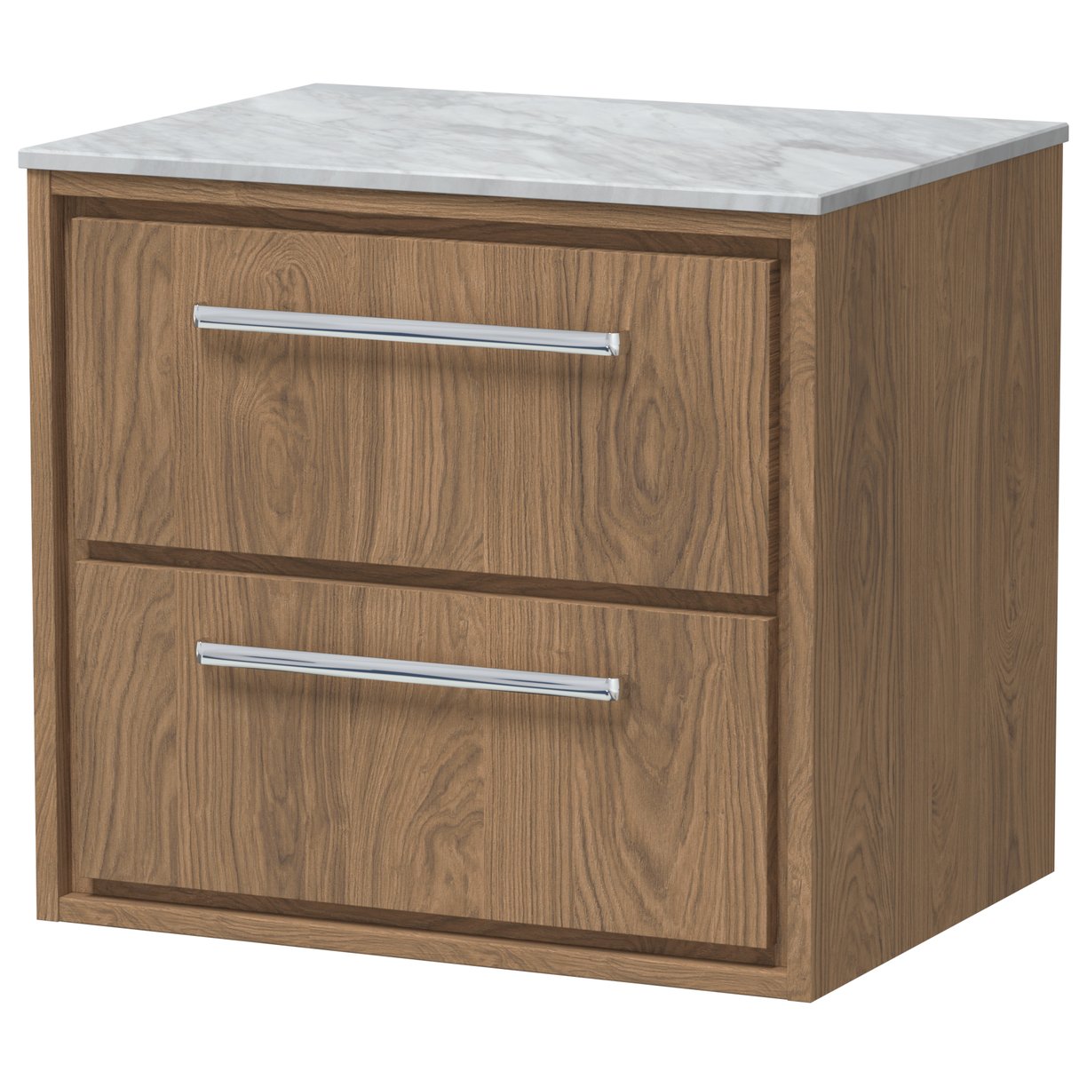 600 WH 2-Drawer Unit & Marble Worktop - Antique Oak