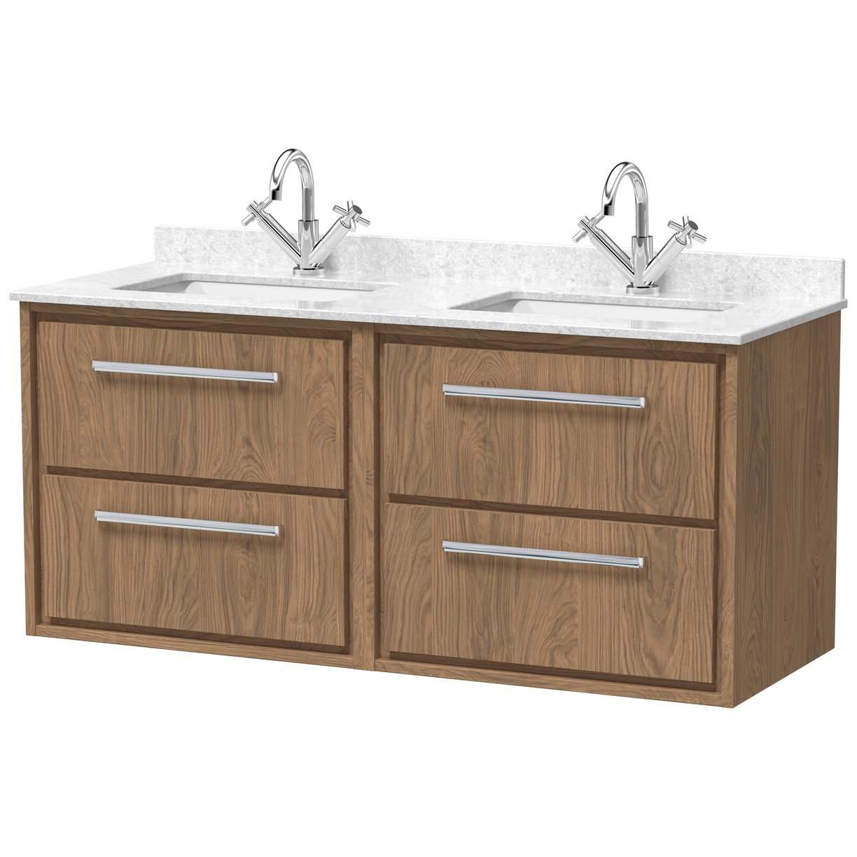 1200 WH 4-Drawer Unit & Marble Worktop w Basin - Antique Oak