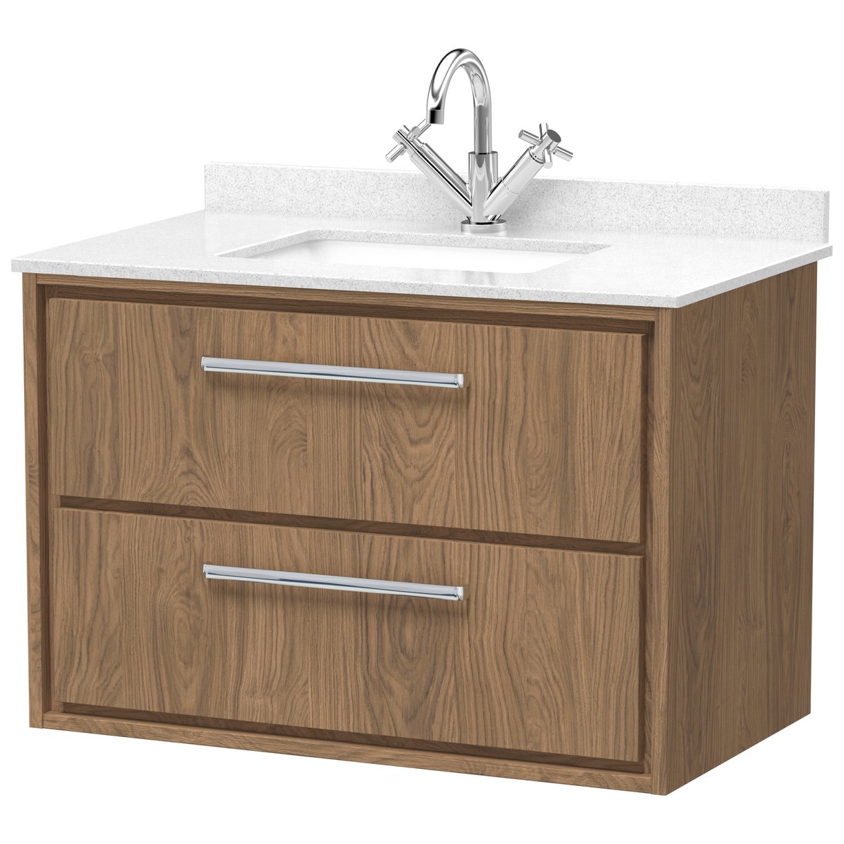 800 WH 2-Drawer Unit & Marble Worktop w Basin - Antique Oak