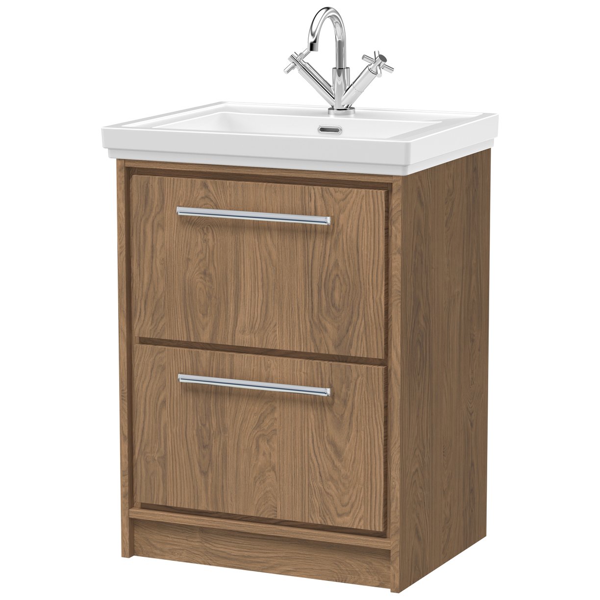 600 FS 2-Drawer Unit & Basin 1TH - Antique Oak