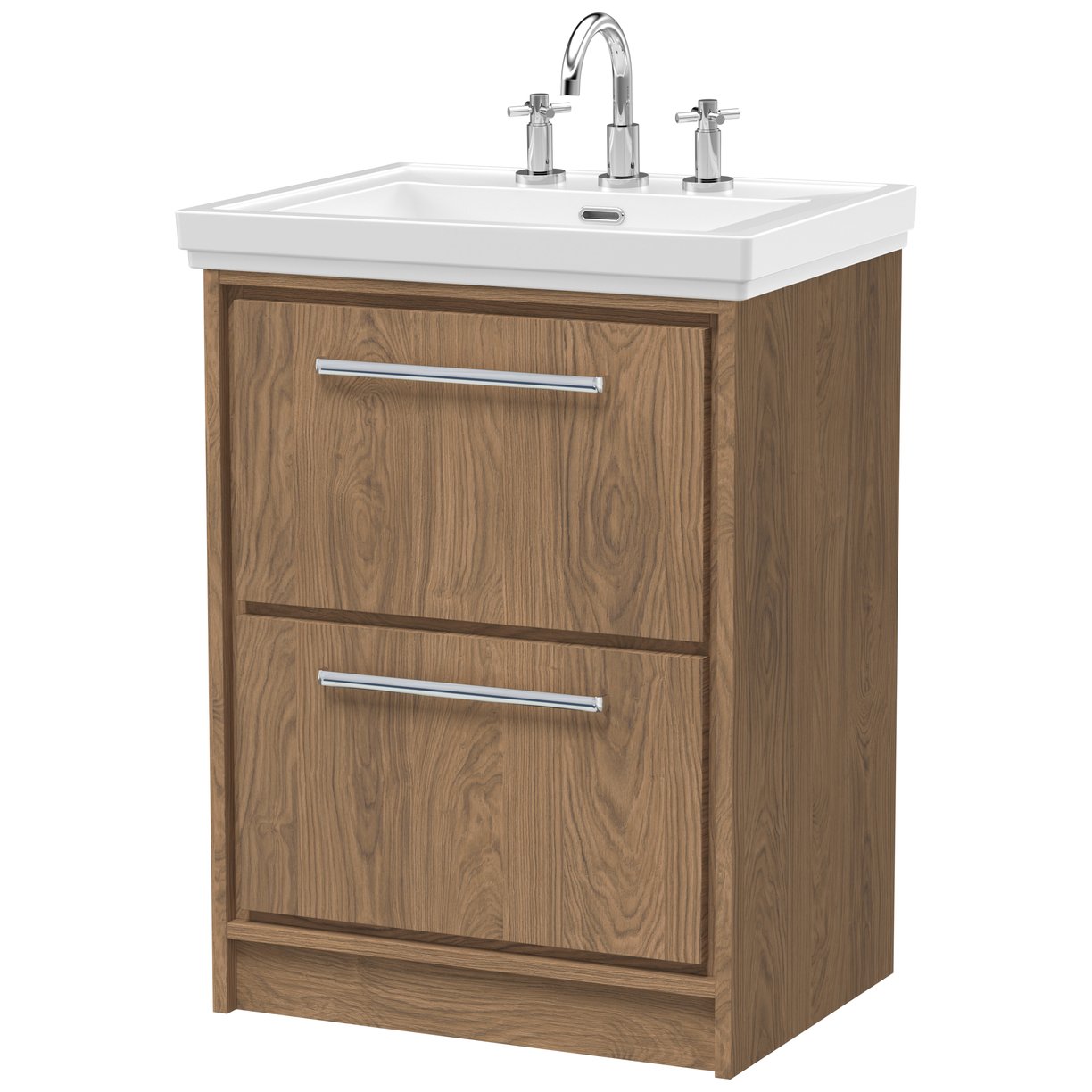 600 FS 2-Drawer Unit & Basin 3TH - Antique Oak